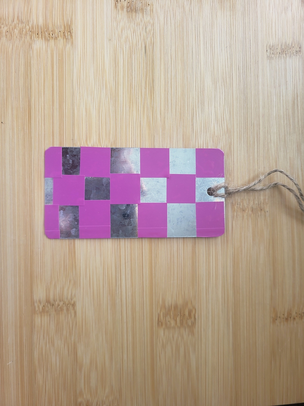 Pink & Silver Checkerboard Bookmark